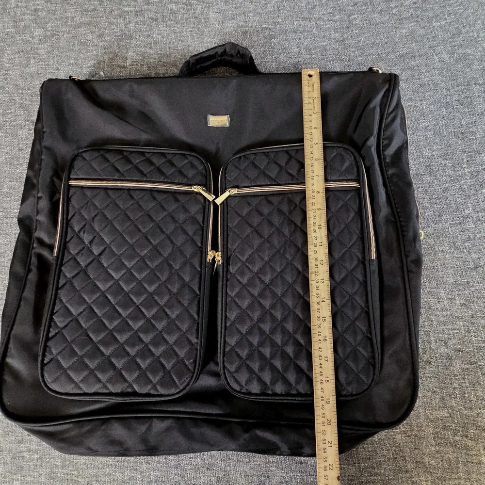 Benoss Milan Black Travel Garment Bag Full Length Foldable Quilted Pockets Gold